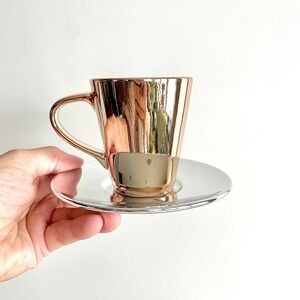 Starbucks Mirror Rose Gold Teacup/w Silver Saucer